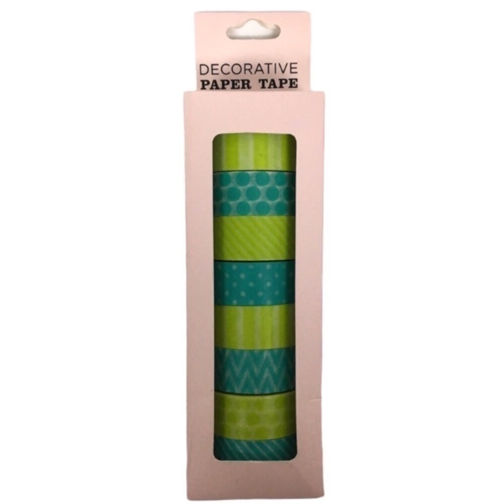 ELUM DESIGNS Washi Paper Tape Decorative Teal Lime 8 Rolls Scrapbooking Planner